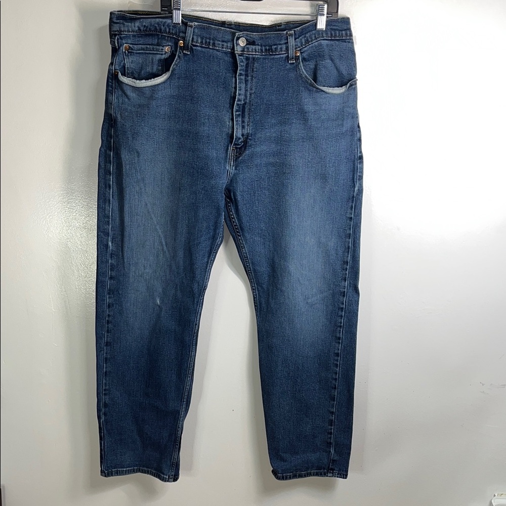 Vintage Levi's Men's Relaxed Fit Dark Blue Jeans